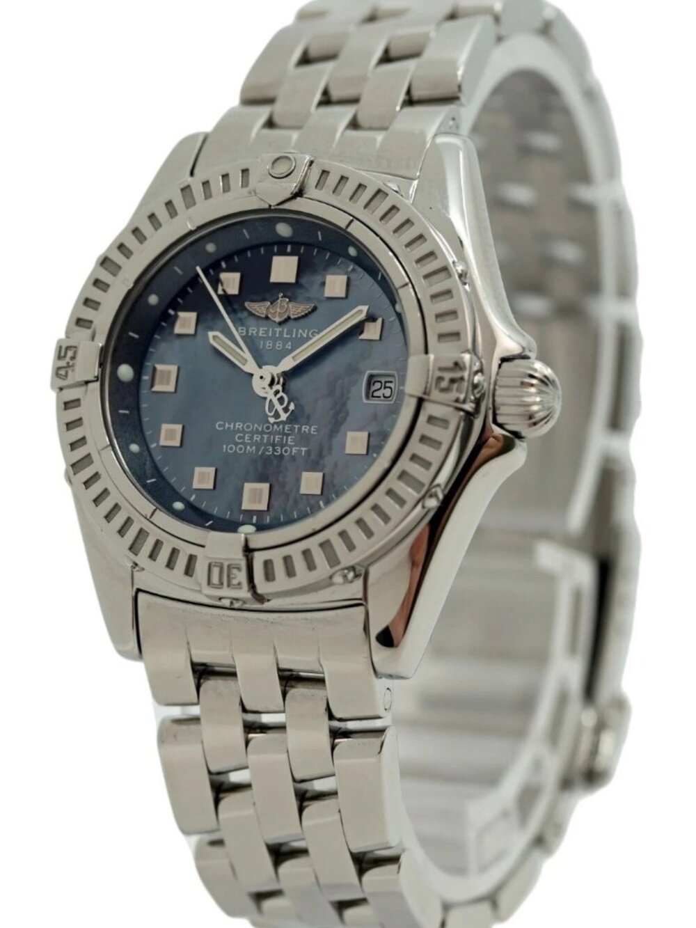 Breitling 29mm Ladies Callistino Blue MOP Dial Swiss Quartz Watch! Ref: A72345!